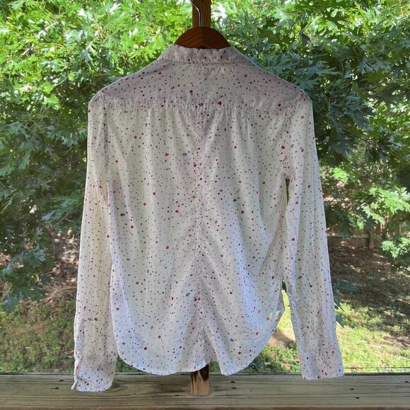 Anthropologie Meadow Rue White And Red Confetti Button Down Shirt Size 6 - Picture 2 of 11